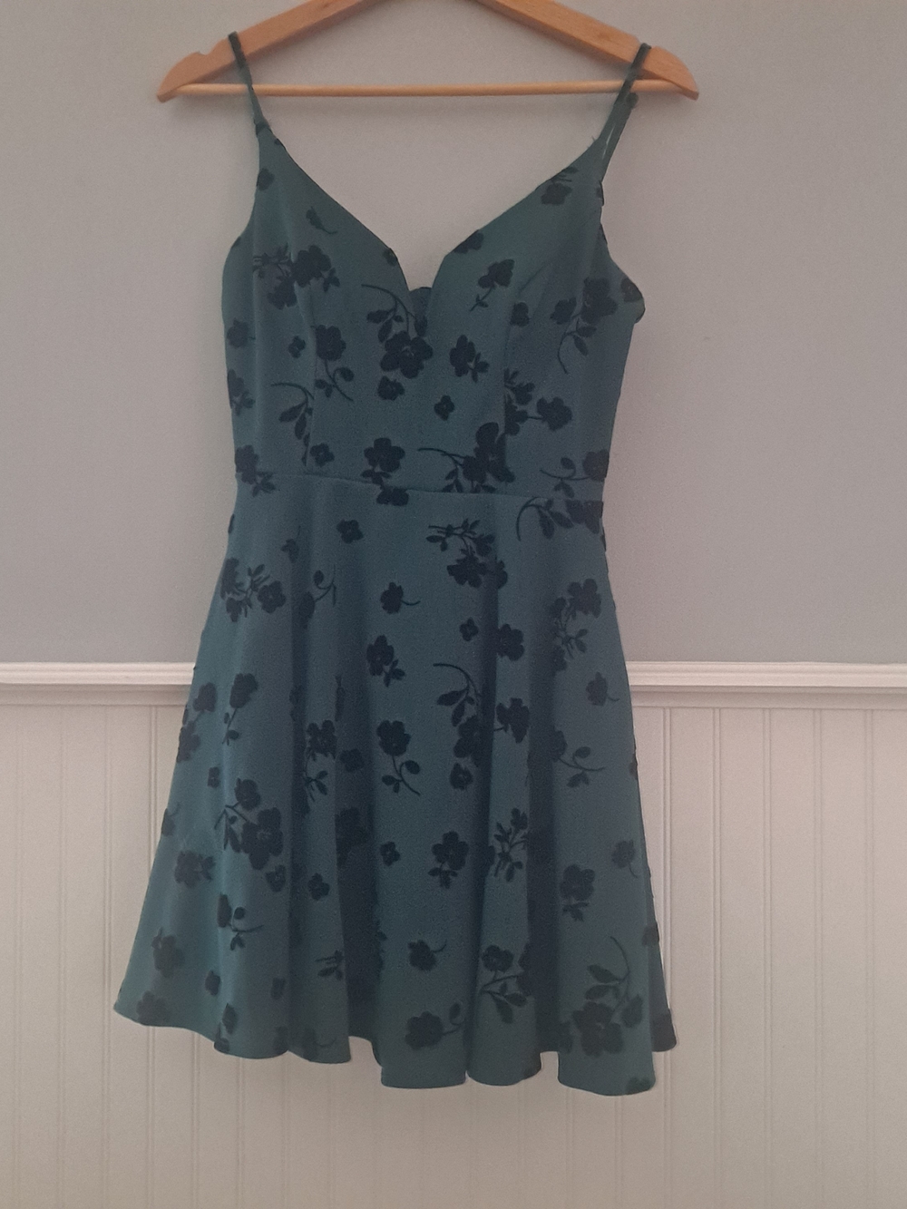 Teal Floral Fit-and-Flare Dress